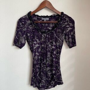 Y2K Purple Snakeskin Silk Ruffle Top XXS Classiques Entier